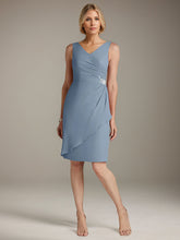 Sheath V-Neck Knee-Length Chiffon Mother of the Bride Dress